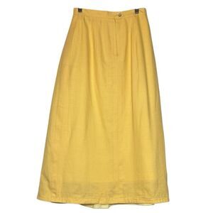 Di Benedetto Womens Yellow A-line Maxi Skirt Size 6 Pleated USA